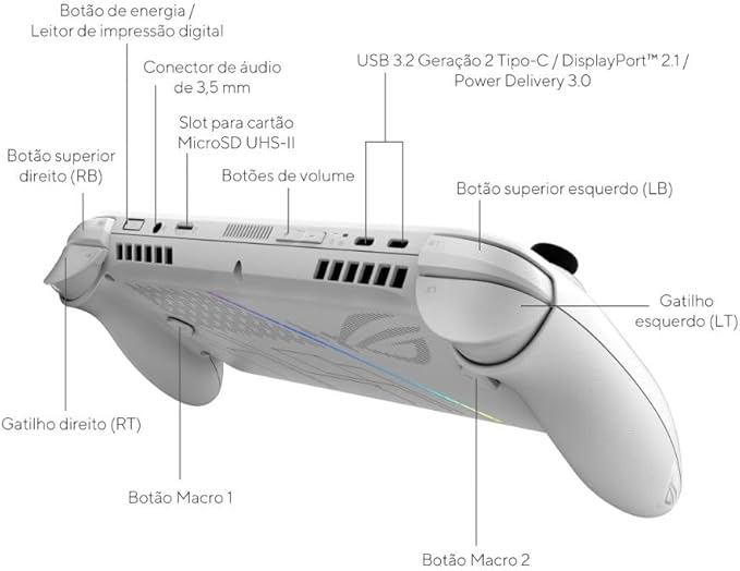 ROG Xbox Ally Console Portátil Tela 7" Touchscreen 120Hz, AMD Ryzen Z2A 2 GHz, 16 GB RAM, 512 GB SSD, Windows 11 Home - White - RC73YA-NH003W - Imagem 2
